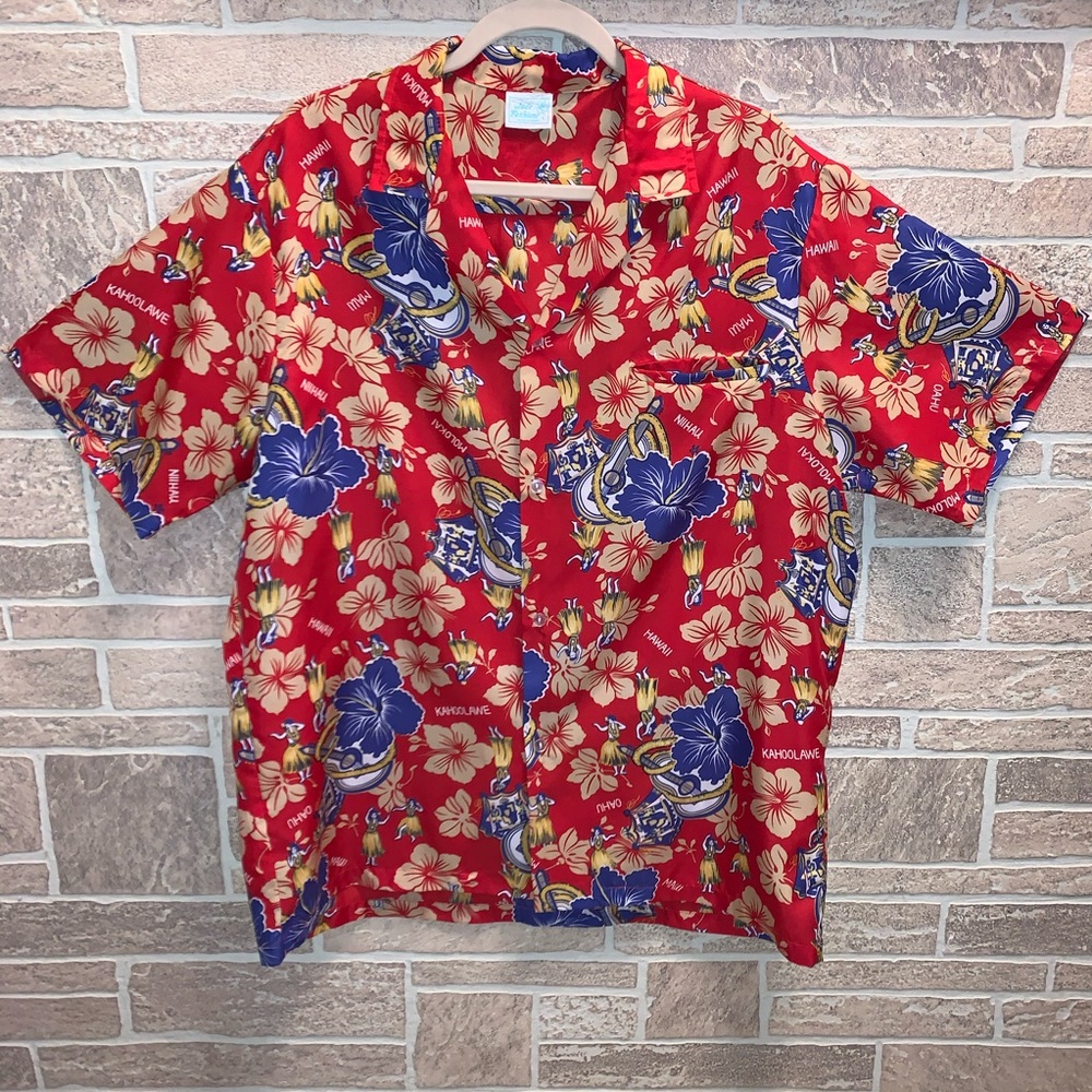 Jade Fashions Hawaii Hibiscus Floral Shirt Large
